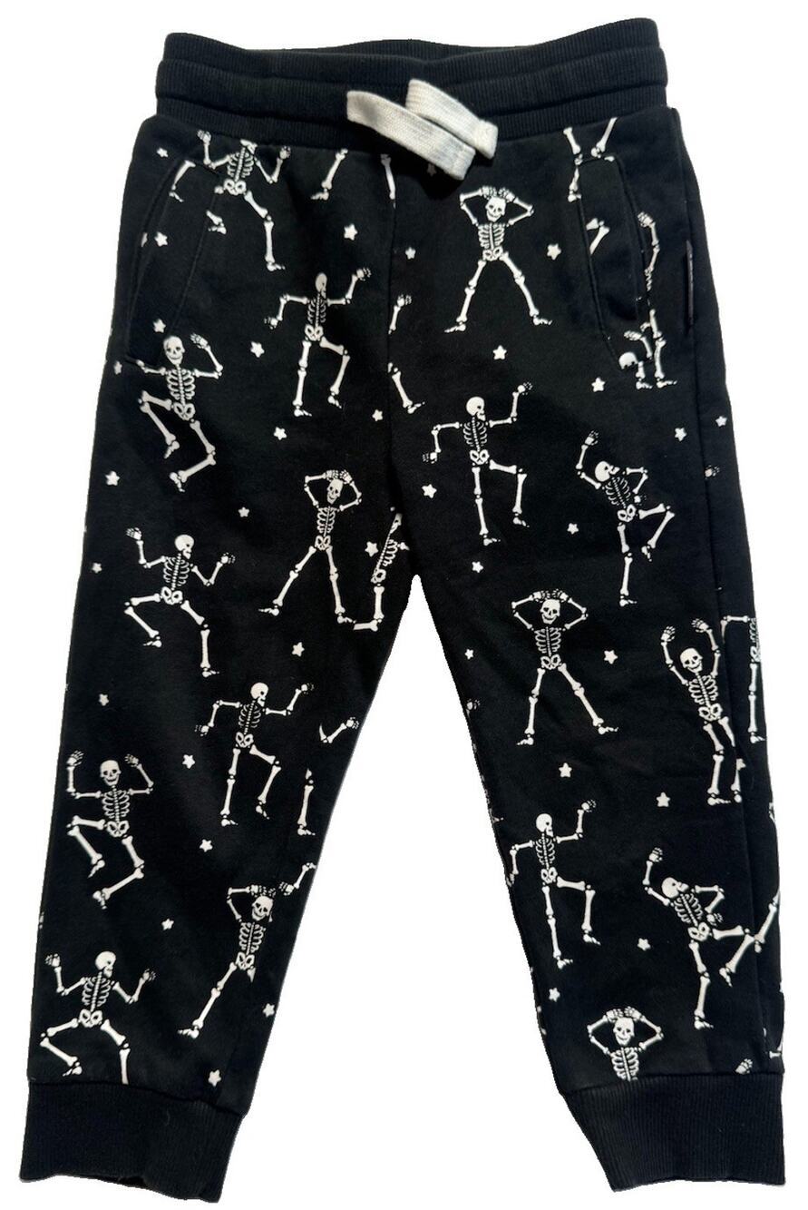 Trilogy Boys Jogger Pants Size 2T Black Dancing Skeleton Halloween Sweatpants